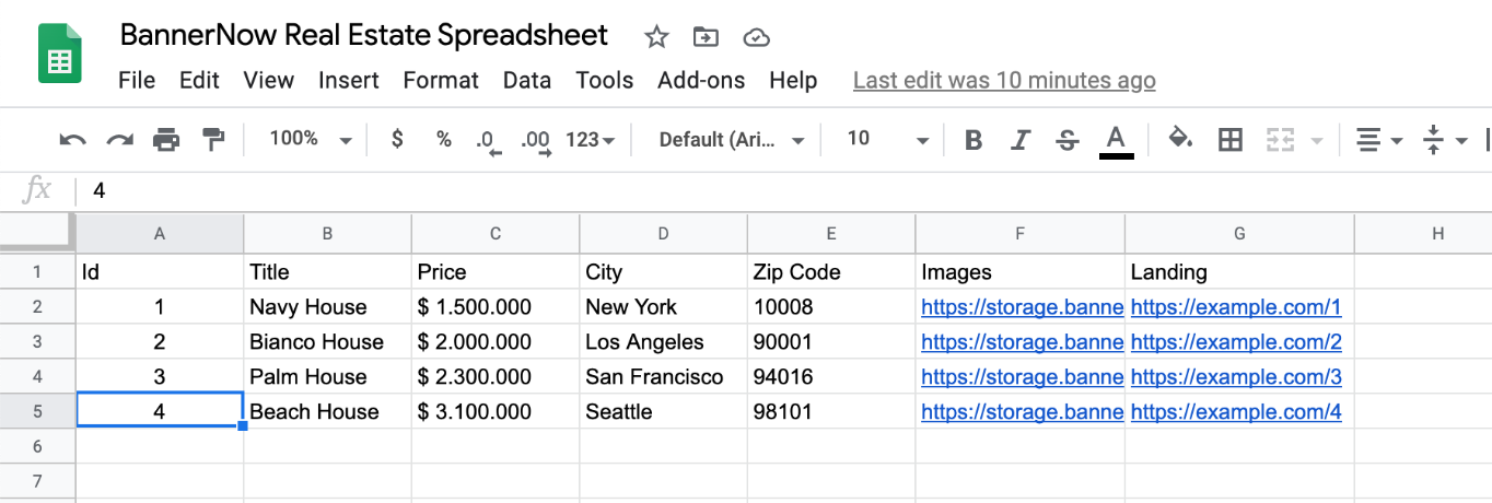 google spreadsheet data source feed file