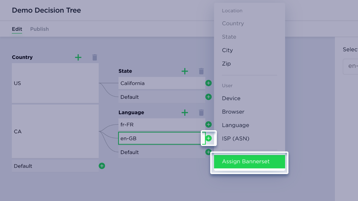 Decision tree assign bannerset