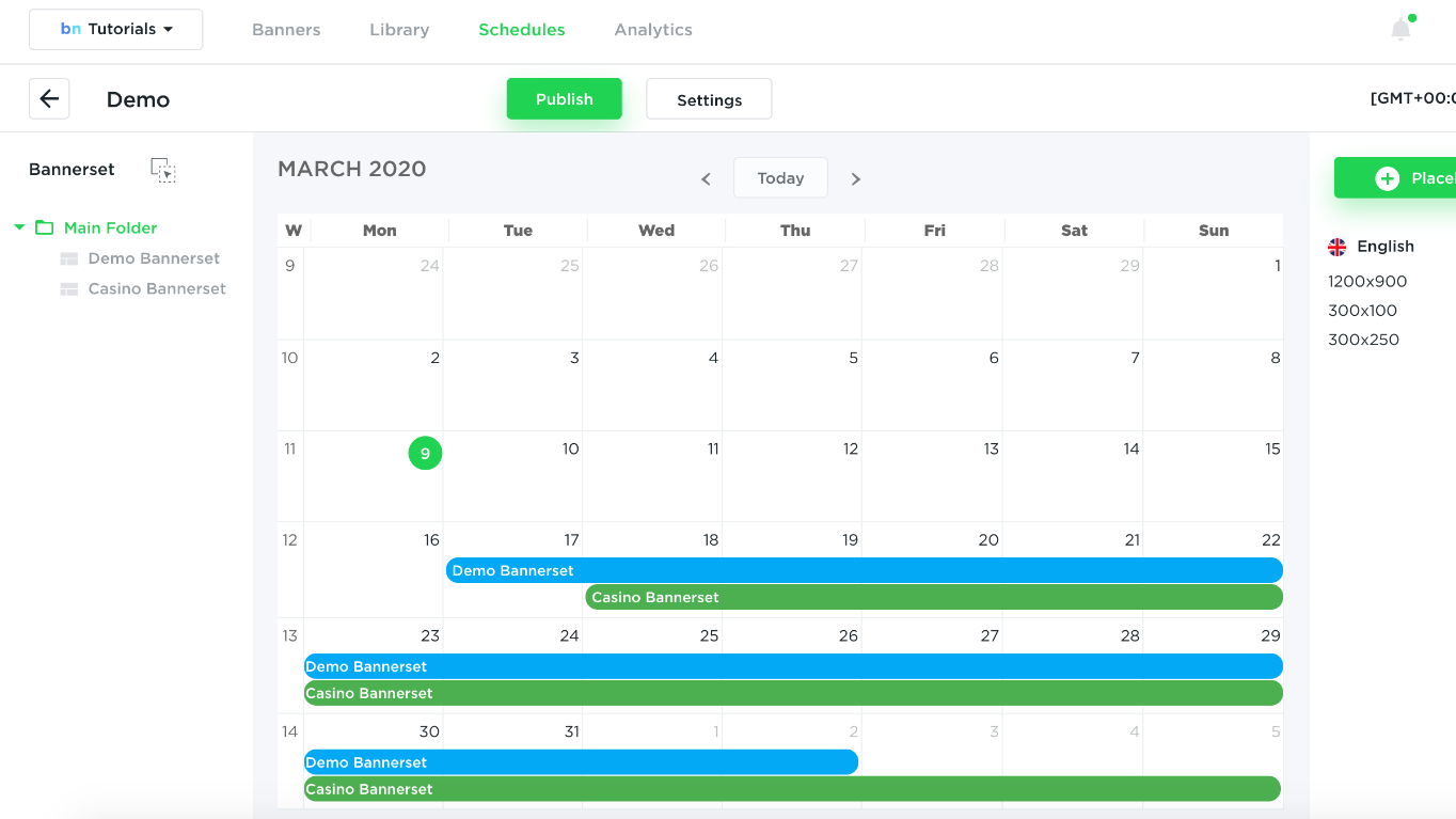 Bannernow schedule campaigns placeholders intervals